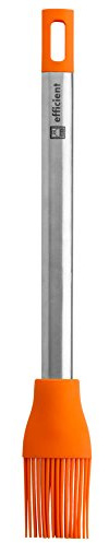 BRA Efficient Pincel de Cocina Apto para El Contacto con los Alimentos, Acero INOX, Nailon y Silicona, Naranja, 27.5 cm