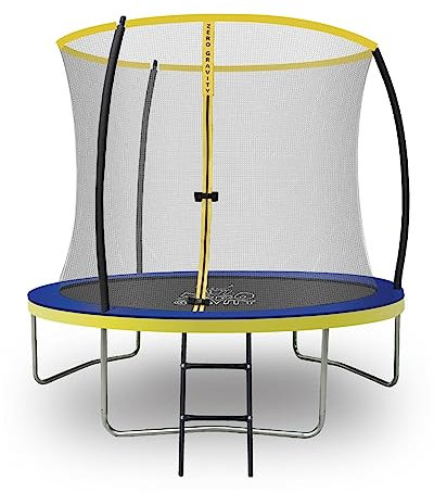 Zero Gravity Outdoor Trampolin Ø 183, 244, 305, 366, 427cm - TÜV-geprüfte Gartentrampoline inkl. Leiter - Sturmsicher in 5 Minuten - Aufbauvideo (244cm / 8ft / Blue-Yellow)