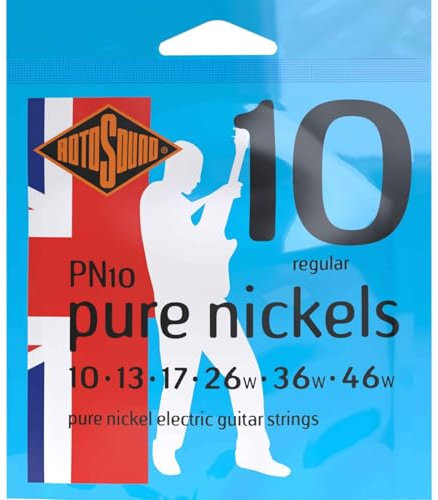 Rotosound Pure Nickel Saiten für E-Gitarren, Regular, Stärke 10 13 17 26 36 46