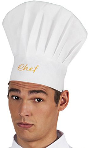 Boland 90647 - Toque de chef, blanc-jaune, unisexe, chef cuisinier, chapeau, cagoule, couvre-chef, déguisement, carnaval, fête à thème, cuisine