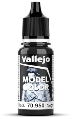 Vallejo Model Color Pintura Acrílica Negro (Black) Acabado Mate, 18 ml. Autonivelante y Sistema BSL para Modelismo y Figuras