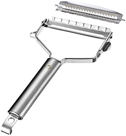 KAI pelapatate universale con 2 lame, lama liscia e lama julienne - pelapatate a T in acciaio inossidabile con lama da 9 cm / manico da 10 cm - pelapatate per verdure, frutta, pelapatate per asparagi