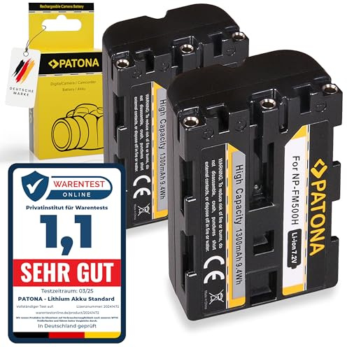 PATONA 2x NP-FM500H Akku 1300mAh Ersatzakku kompatibel mit Sony Alpha DSLR A100 A200 A300 A350 A450 A500 A550 A560 A580 A700 A850 A900 SLT A57 A58 A65 A68 A77 A99 A 57 58 65 68 77 99 NPFM500H NP FM500
