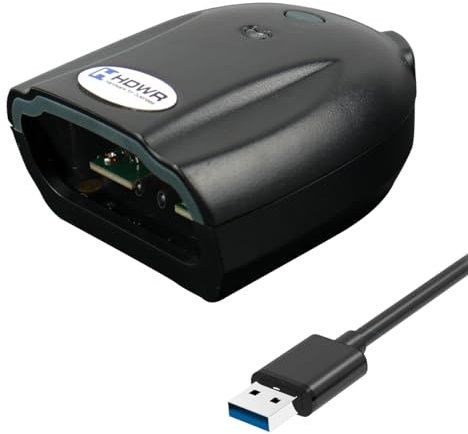 Barcodescanner, Stationär Lesegerät USB, professionaler automatischer und manueller Barcode-Scanner, Barcodeleser, Schwarz, kompakte Größe, sehr schnelles Scannen, HD-S80 HDWR