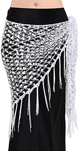 BellyLady magdans höftduk egyptisk triangelhalsduk magdans kjol tillbehör, Vit, one size