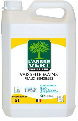 COLDIS Liquide Vaisselle Arbre Vert Peaux Sensibles Dégraissage Nettoyage Vaisselle Main Hypoallergénique Bidon