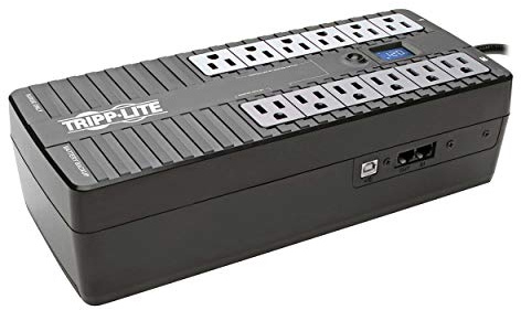 Tripp Lite 850VA UPS Battery Backup Surge Protector Efficient Energy-Star Certified, AVR, 12-Outlet Uninterruptible Power Supply, Dataline Protection, 3-Year Warranty & $100,000 Insurance (ECO850LCD)