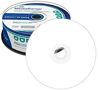 MediaRange - 25 x DVD+R DL - 8.5 GB 8X - mit Tintenstrahldrucker bedruckbare Oberfläche - Spindel