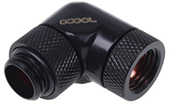 Alphacool vinklad adapter 90 graders vridbar G1/4 yttergänga till G1/4 inre tråd – djup svart