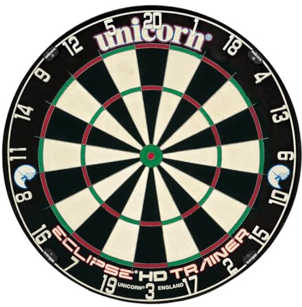 UNICORN Eclipse HD Trainer - Bersaglio per freccette da allenamento, doppio e triplo, setole in sisal, colore: nero