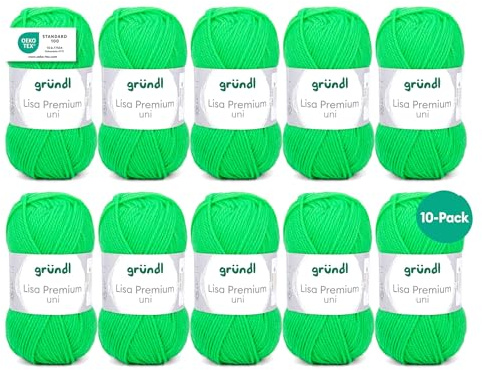 Grundl Lisa Premium uni 50g - neon green 29 -Pack of 10