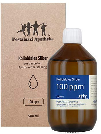 Kolloidales Silber 100ppm aus Apotheken-Herstellung (500 ml) - 100% natürliches, kolloidales Silberwasser, ohne chemische Zusatzstoffe (500 ml)