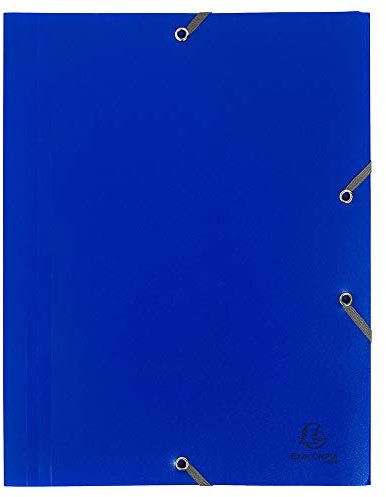 Exacompta 559000E Premium Einschlagmappe. Aus starkem Kunststoff DIN A4 mit 2 Gummizügen und 3 Klappen 1 Stück Zufallsfarbe Sammelmappe Dokumentenmappe ideal für Büro und Schule