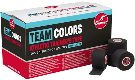 Cramer Team Color Athletic Tape, Black, Latex-Free, 1.5 x 15yds, 32 Roll Bulk Case, Tearable Sports Tape for Wrists, Ankles, Baseball, Training, Strong Athletic Wrap for Athletes & Trainers