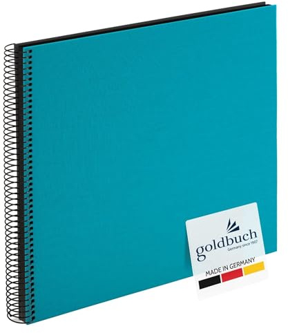 goldbuch 25963 - Album Fotografico a Spirale Bella Vista, 35 x 30 cm, con 40 Pagine Nere, Album dei ricordi in Lino, per Foto e Foto, da incollare, Colore: Turchese