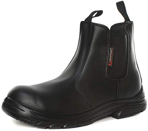 Grafters M9502A Mens Leather Super Wide Dealer Safety Boots Black