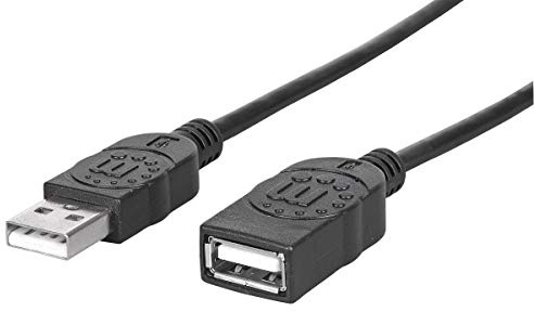Manhattan 338653 Hi-Speed USB 2.0 Verlängerungskabel (A-Stecker auf A-Buchse) 1,8 m schwarz