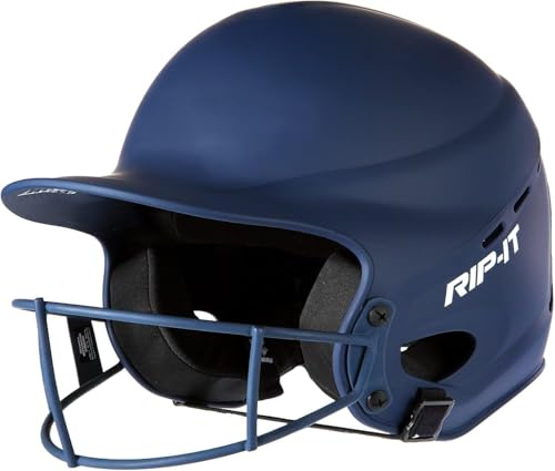 RIP-IT | Vision Pro Softball Batting Helmet with Face Mask | Matte Navy | M/L | Lightweight Women’s Sport Equipment