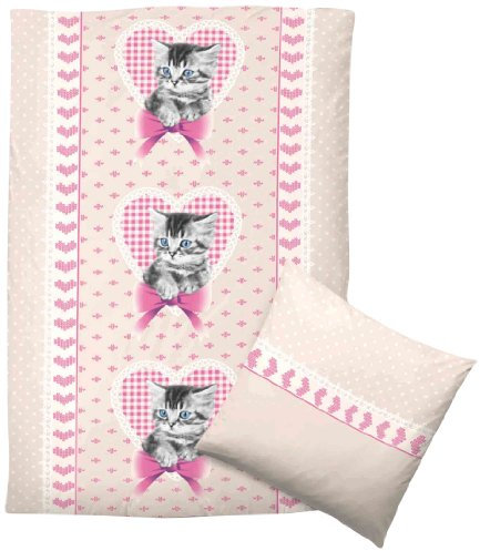 biberna 0044739 Bettwäsche Garnitur mit Kopfkissenbezug Baumwoll-Linon 1x 135x200 cm + 1x 80x80 cm kitt