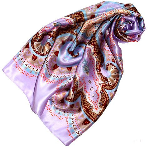 Lorenzo Cana Luxus Damen Seidentuch aufwändig bedruckt Tuch 100% Seide 90 cm x 90 cm harmonische rosa violett Farben Damentuch Schaltuch 89080