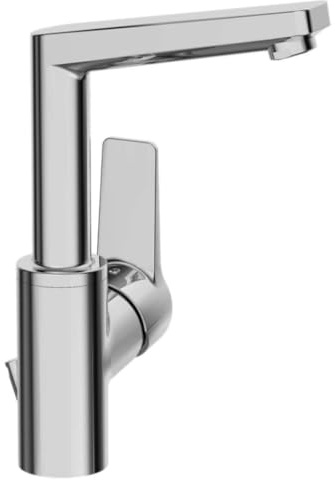 Hansa – 09542203 Twist Waschtischarmatur, hoher Auslauf, kompakt, automatische Ablaufgarnitur, Chrom