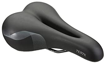 Terry Cite Y Gel Bike Saddle | Bicycle Seat Optimized for Men - Flexible & Comfortable | Sit Bone Support, Shock Absorbing Elastomers, Low Profile, Flat Top - Black Black