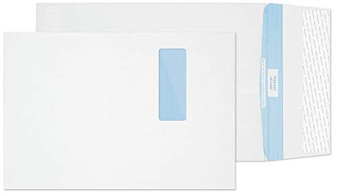 Blake Premium Secure TR9901 Reißfeste FAlten-Versandtasche Haftklebung Mit Fenster Weiß C4 324 x 229 mm 125g/m² | 100 Stück