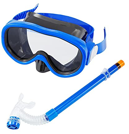 Kids Swimming Studying Anti-Fog Goggles Diving Mask Snorkel Set (for Age 4-10)