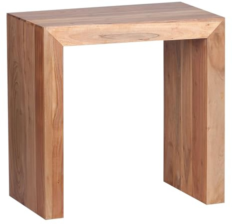 Wohnling Beistelltisch Mumbai Massiv-Holz Akazie 60 x 35 cm Wohnzimmer-Tisch Design dunkel-braun Landhaus-Stil Couchtisch