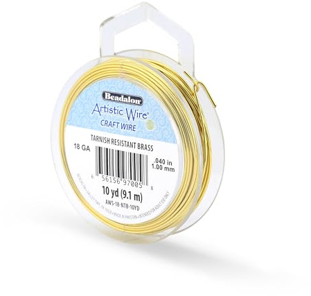 Artistic Wire Tarnish Resistant Brass Craft Wire, Gold, 18 Gauge / 10 yd