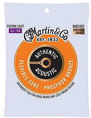 MARTIN Akustikgitarrensaiten, Flexible Core Custom Light 11/52, 98/2 Phosphor Bronze (MA535FX)