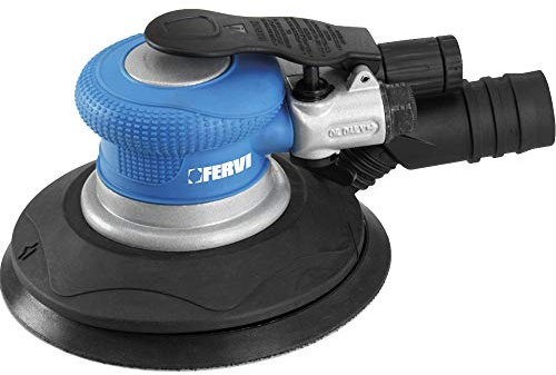 Fervi 458-0 Ro Torbitale Neumática Sander, 150 Mm, Cian/Negro