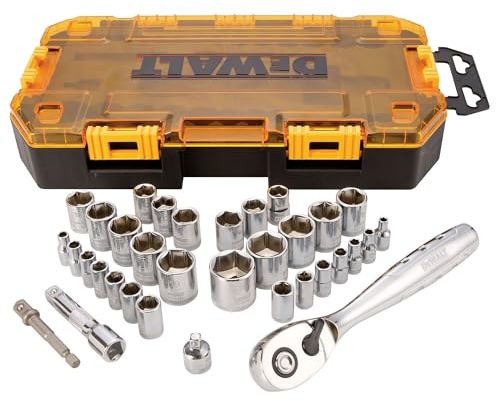 DEWALT Socket Set, 1/4-Inch & 3/8-Inch Drive, SAE/Metric, 34-Piece (DWMT73804)