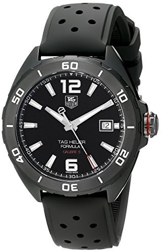 TAG Heuer Formel-1 Herren-Armbanduhr WAZ2115.FT8023, 41 mm, schwarzes Gummiband, Titangehäuse, Schwarz, Formel 1