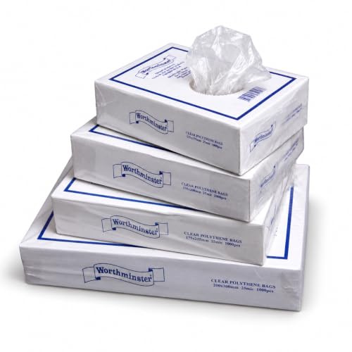 1000 Clear Polythene Food Grade Storage Bags (10 x 12 / 250mm x 300mm) | 25 Mu / 100 Gauge, High Clarity, Food Safe, Medium Plastic Freezer & Sandwich Bags, Multipurpose & Reusable