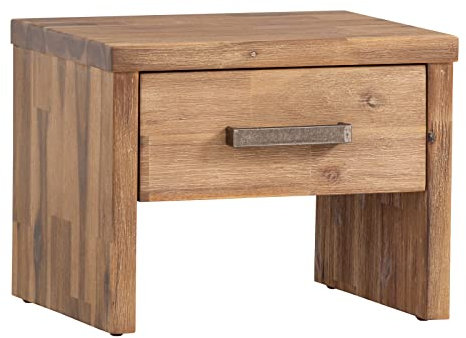 Woodkings® Nachttisch Albury Natur Schlafzimmer Massivholz Beistelltisch Nachtkommode Design Massive Naturmöbel Echtholzmöbel günstig (Akazie gebürstet)
