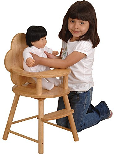 Cre8ive Minds Wooden Flower-Shaped Doll High Chair with Tray