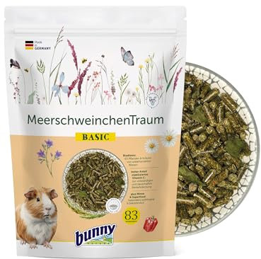 bunnyNature MeerschweinchenTraum Basic - Meerschweinchen Alleinfuttermittel ab dem 5. Lebensmonat - 63 Pflanzen & Kräuter, Vitamin C & Superfood - 1,5kg