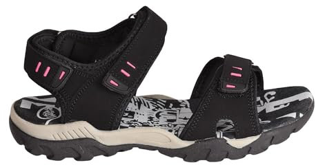 Ladies Womens PDQ Black Taupe Sports Trail Walking Velcro Sandals Sizes (UK6/EU39, Black)