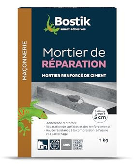 Bostik - Mortier de Réparation - Intérieur et Extérieur - Sol Et Mur - Scellement courant -1 kg