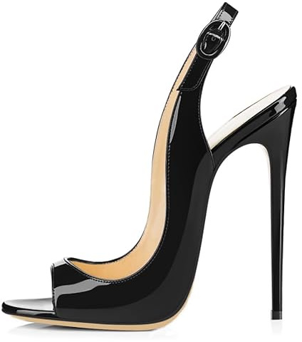 EDEFS Femmes Artisan Fashion Sandales Décolletés Bout Ouverts Chaussures à talon haut de 120mm Noir EU38