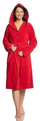 Vossen Damen Bademantel Texas, Einfarbig, Rot (purpur 3705), S (38-44)