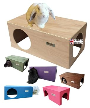 Hop Inn Rabbit House Hide Cat Hideaway 60 x 30 x 25cm Large Medium and Small Rabbits and Cats - Built to Last - All Weather using Protek ECO Shield - Pet Friendly- Assembled - Handcrafted in the UK