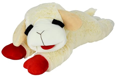 Multipet Lamb Chop Dog Plush Toy - Squeaky Toy for All Dogs - Extra Soft Plush - Stuffed Animal for Cuddling & Playing - Jumbo (24, Cream)