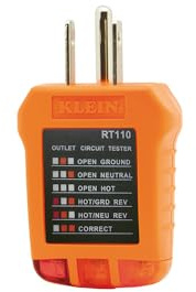 Klein Tools RT110 Outlet Tester, AC Electrical Receptacle Tester for North American Outlets