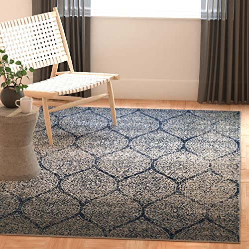 Safavieh Modern Chic Indoor Woven Rectangle Area Rug, Madison Collection, MAD604, in Navy / Silver, 91 X 152 cm for Living Room, Bedroom or Any Indoor Space