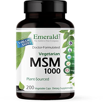 EMERALD LABS MSM 1000mg - Joint, Liver & Immune Support Supplement with Methylsulfonylmethane - Gluten-Free & Additive-Free - 200 Vegetable Capsules (Up to 100-Day Supply)