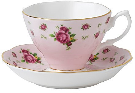 Royal Albert Modern Vintage NCRPNK26135 Teacup & Saucer, 2 Piece Set NCR, Bone China, Country Roses Pink, 20.3cm