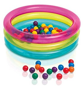 Intex 48674NP – Babybecken mit 3 Ringen und lustigen Bällen, Vinyl, mehrfarbig, 86 x 25 cm