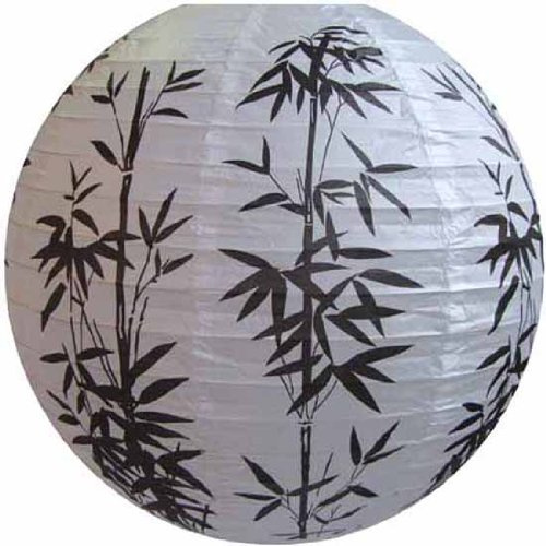 AAF Nommel ® 300, Lampion 1 Stk. Papier weiss schwarz japanisch rund Durchmesser 40 cm